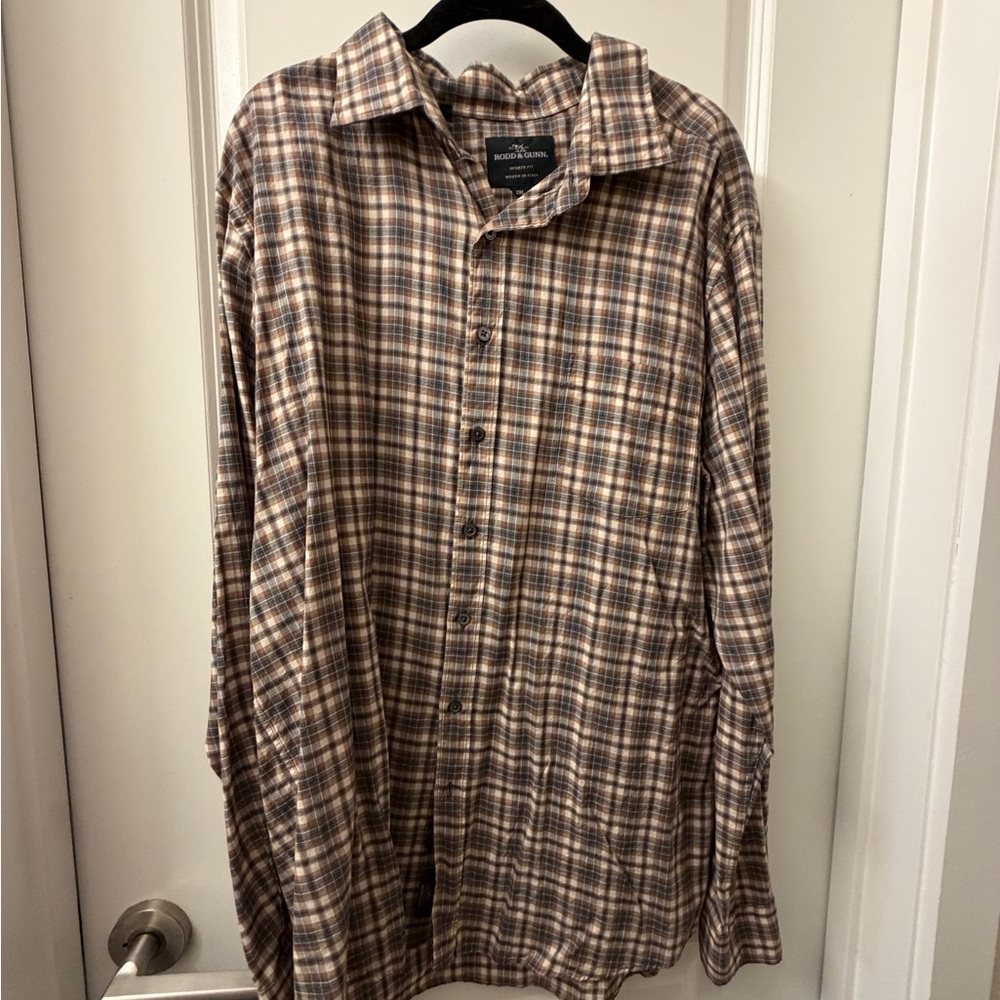 Rodd & Gunn Brown and Cream Plaid Button-Down Shirt